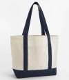 W804 Westford Mill EarthAware® Organic Varsity Shopper Natural / French Navy colour image